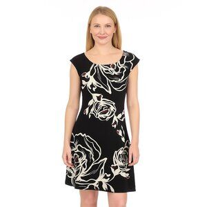 2/$30 White House Black Market Floral Rose Fitted Shift Dress Cap Sleeve #A0033